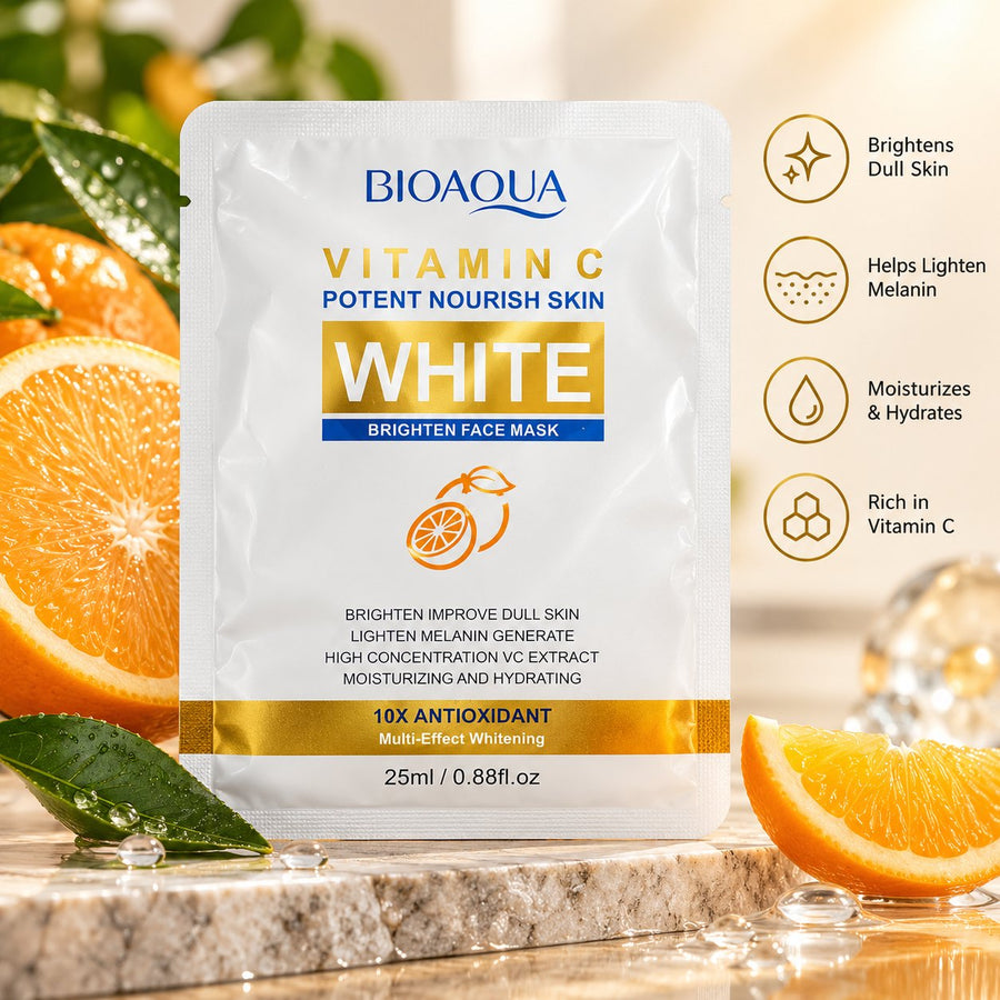 Bioaqua Vitamin C Brighten Face Mask 25ml in white and gold sachet