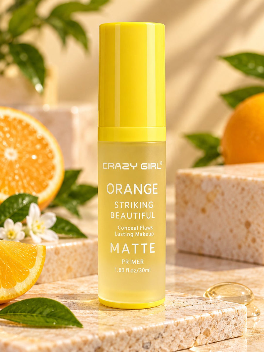 Crazy Girl Orange Matte Primer 30ml bottle with yellow cap