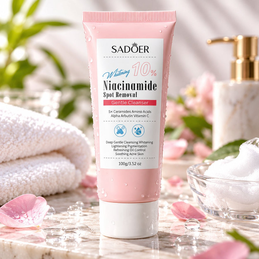 Sadoer 10% Niacinamide Spot Removal Gentle Cleanser 100g pink tube with white cap