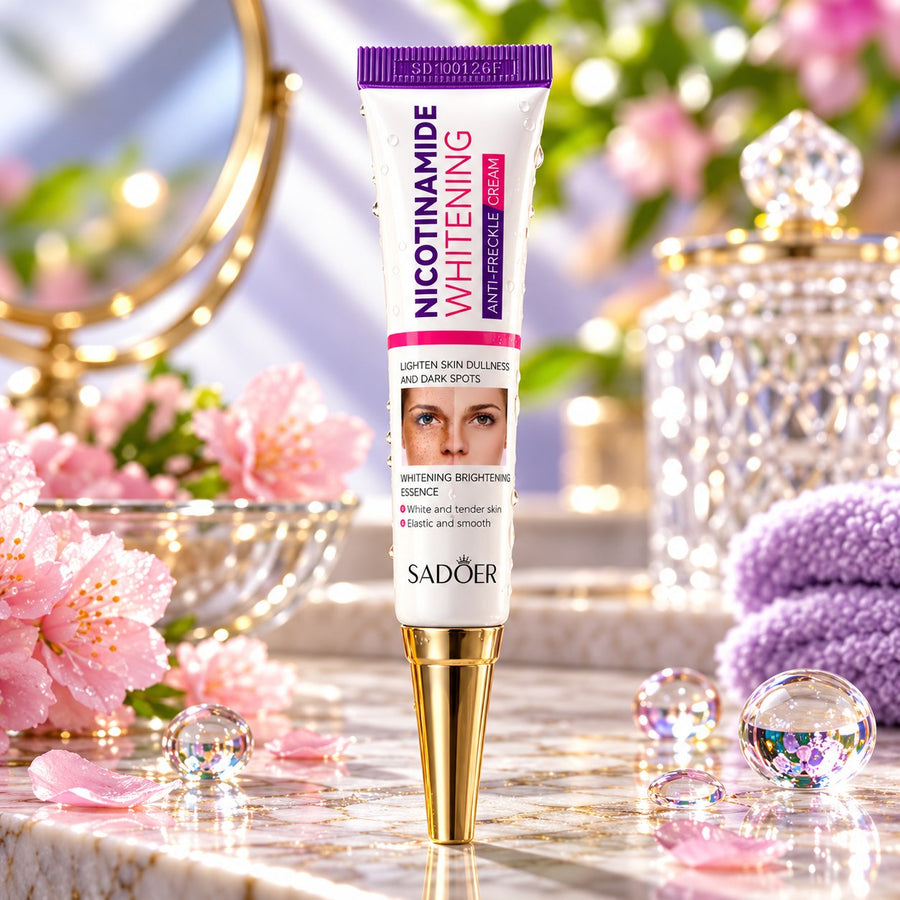 Sadoer Nicotinamide Whitening Anti-Freckle Cream white tube with gold-coloured cap