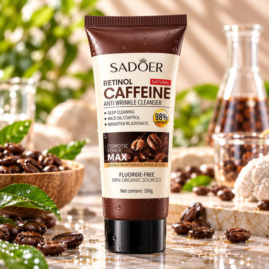 Sadoer Retinol Caffeine Anti-Wrinkle Cleanser 100g brown tube with black cap