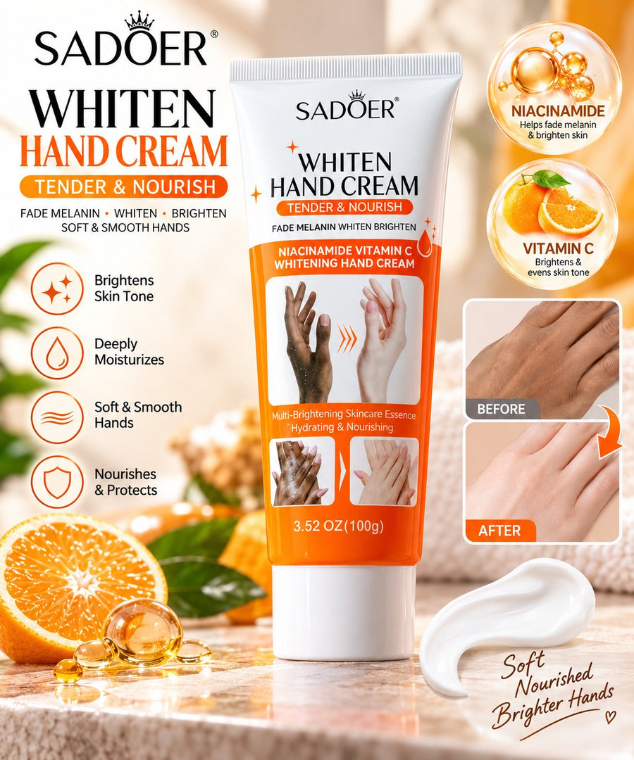 Sadoer Whiten Hand Cream 100g white-and-orange tube with white cap