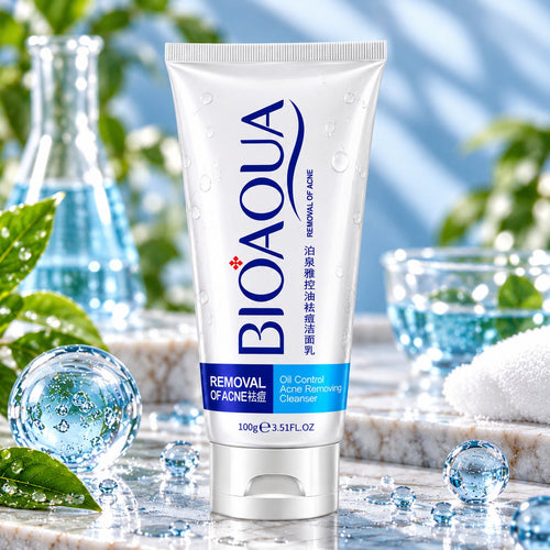 Bioaqua Removal of Acne Oil Control Cleanser 100g white tube with blue detailing