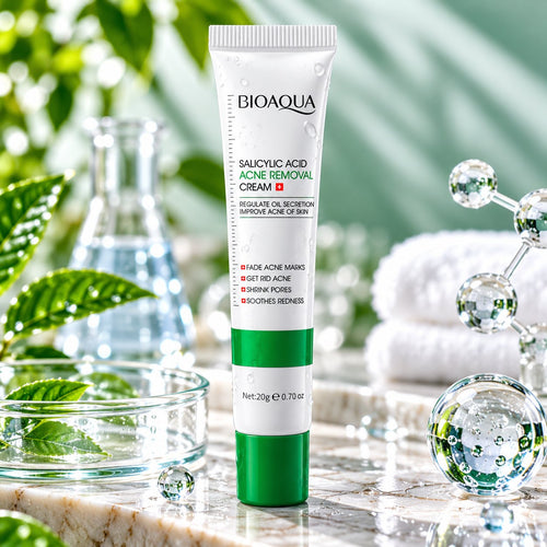 Bioaqua Salicylic Acid Acne Removal Cream 20g white tube with green cap