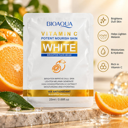 Bioaqua Vitamin C Brighten Face Mask 25ml in white and gold sachet