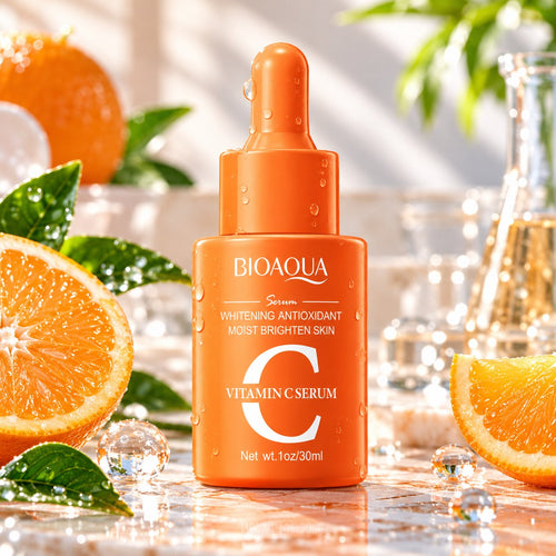 Bioaqua Vitamin C Serum 30ml orange bottle with dropper applicator