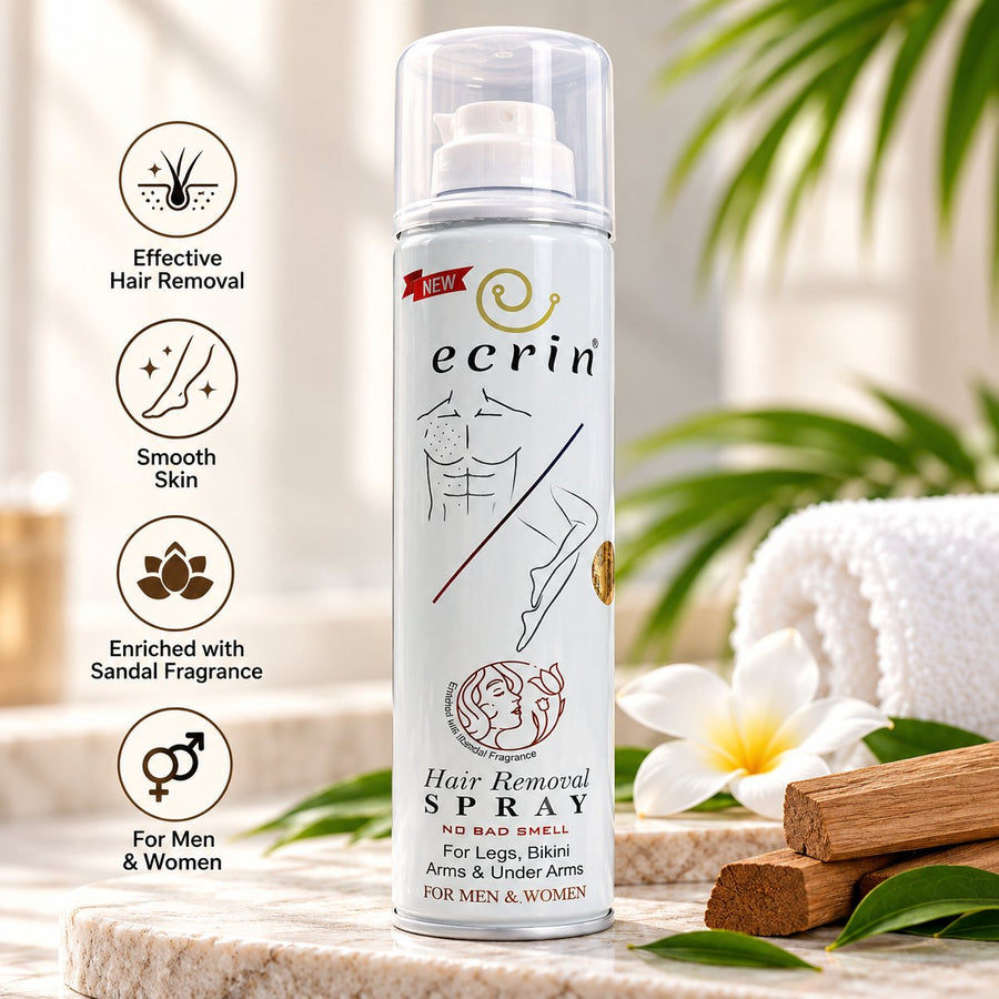 Ecrin Hair Removal Spray white can with clear protective cap