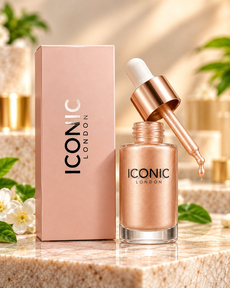 Iconic London Liquid Illuminator dropper bottle with rose-gold-coloured cap and matching box