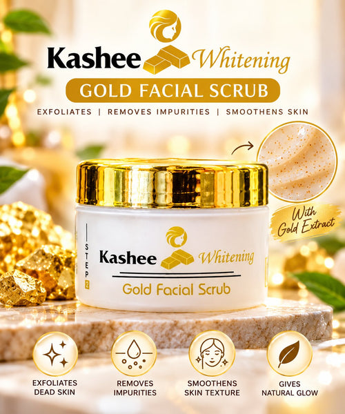Kashee Whitening Gold Facial Scrub white jar with gold-coloured lid