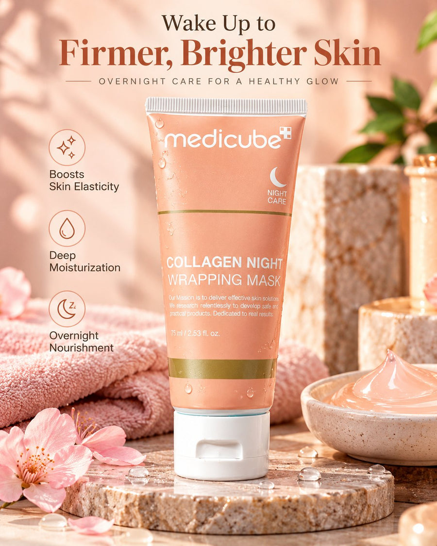 Medicube Collagen Night Wrapping Mask peach-coloured tube with white cap