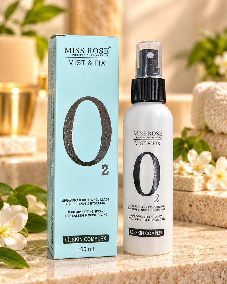 Miss Rose Mist & Fix Setting Spray 100ml bottle with light-blue box