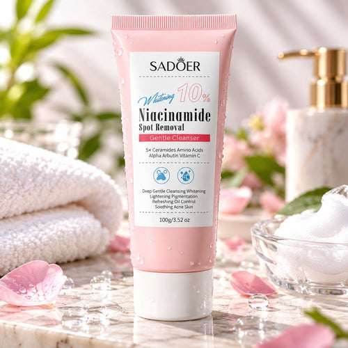 Sadoer 10% Niacinamide Spot Removal Gentle Cleanser 100g pink tube with white cap