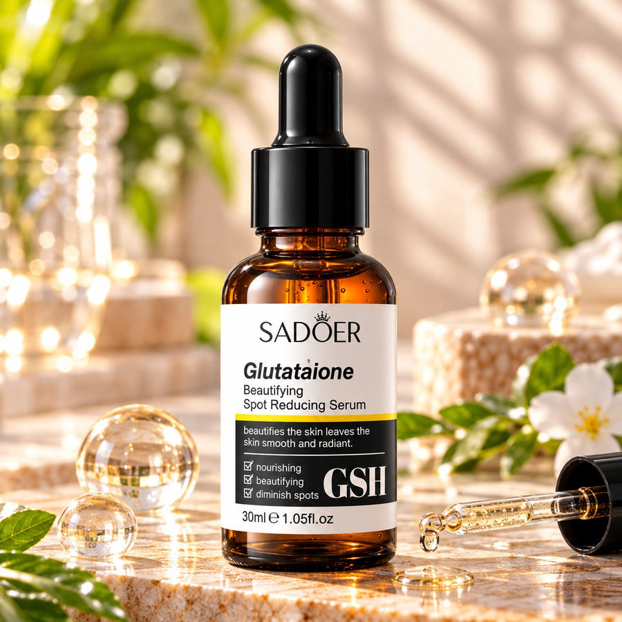 Sadoer Glutathione Spot Reducing Serum 30ml amber-coloured bottle with black dropper