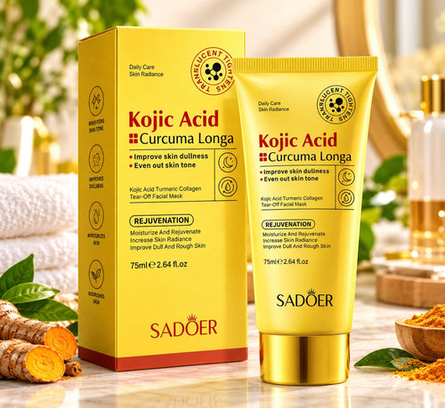 Sadoer Kojic Acid Curcuma Longa Tear-Off Mask 75ml yellow tube and box