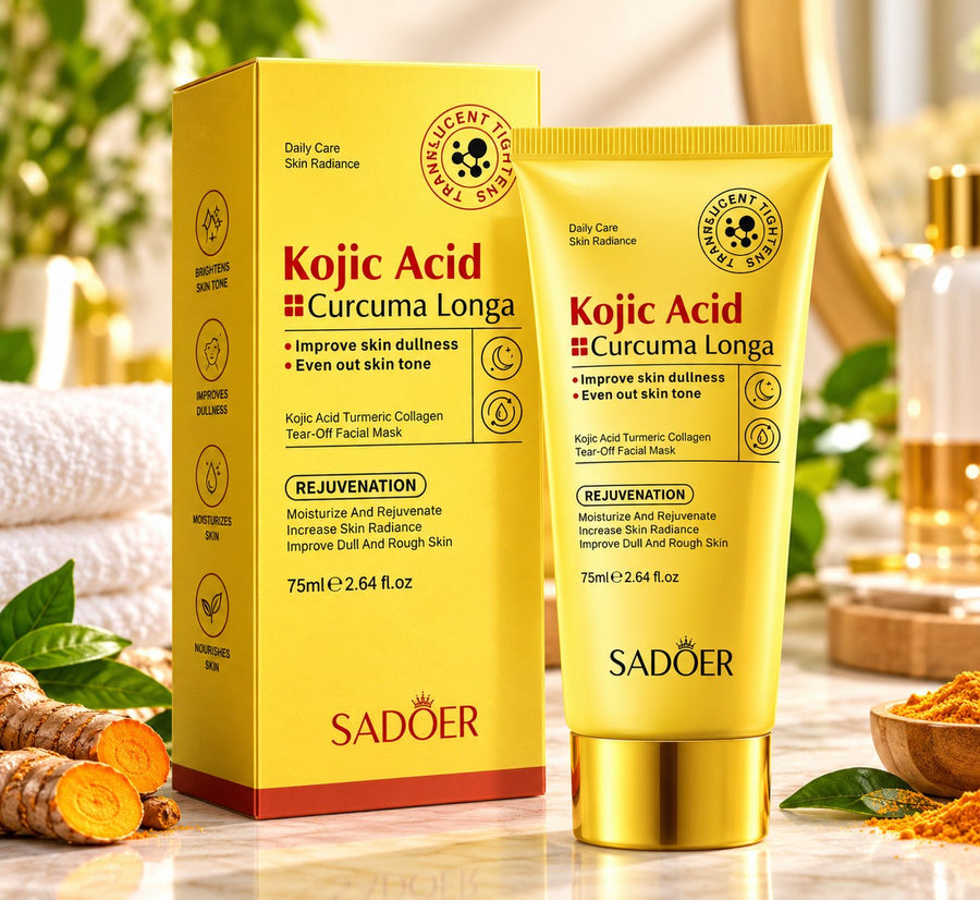 Sadoer Kojic Acid Curcuma Longa Tear-Off Mask 75ml yellow tube and box