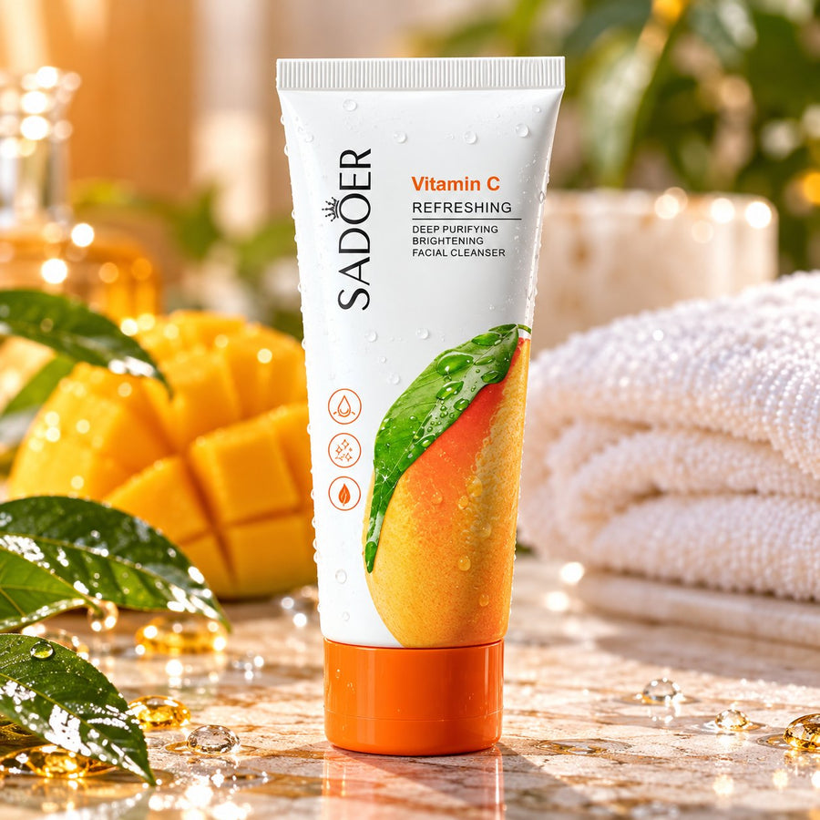 Sadoer Vitamin C Refreshing Facial Cleanser white tube with orange cap